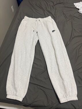 Nike Light Gray Kids Jogger Sweatpants with Black Swoosh